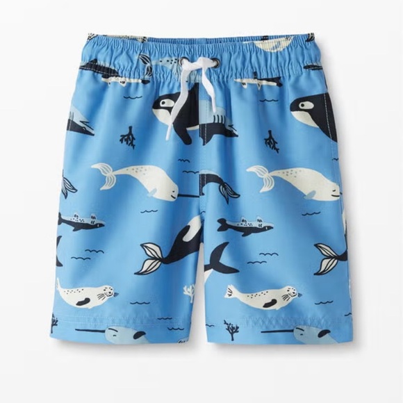 Hanna Andersson Blue Whale Print Swim Shorts 6-7 years - Picture 1 of 10
